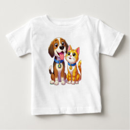Furry Friends Forever: Hund und Katze zusammen Baby T-shirt