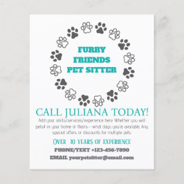 Furry Friends Pet Sitter Blue Business Flyer