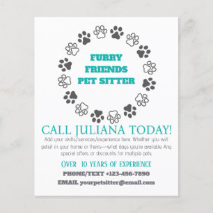 Furry Friends Pet Sitter Blue Business Flyer