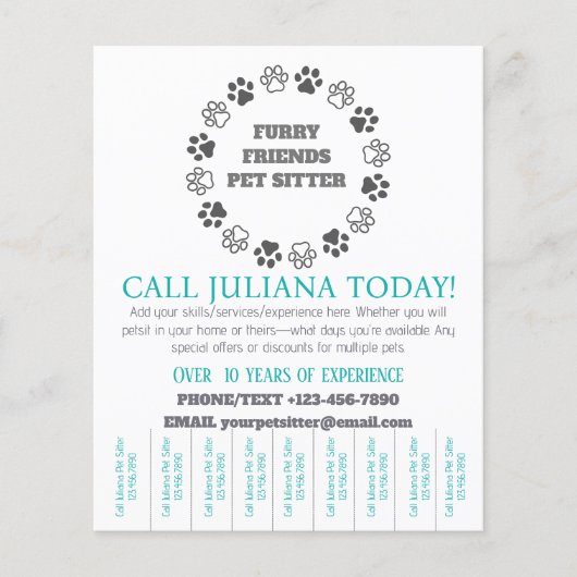 Furry Friends Pet Sitter Kleine Unternehmen Flyer (Vorne)