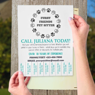 Furry Friends Pet Sitter Kleine Unternehmen groß Flyer
