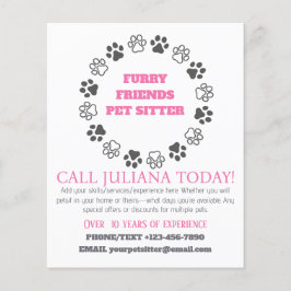 Furry Friends Pet Sitter Pink Business Flyer