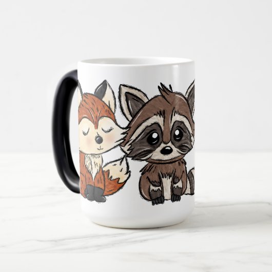 Furry Friends Raccoon, Fox und Eichhörnchen Verwandlungstasse (Vorderseite Links)