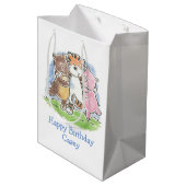 Furry Friends Trio Medium Geschenktasche Mittlere Geschenktüte (Rückseite Schrägansicht)