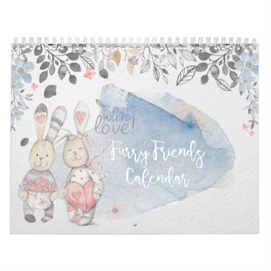 Furry Friends Watercolor Rabbit Calendar Kalender (Titelbild)
