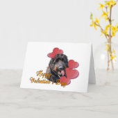 Furry Goldendoodle Black Happy Valentine Day Herz Karte (Gelbe Blume)