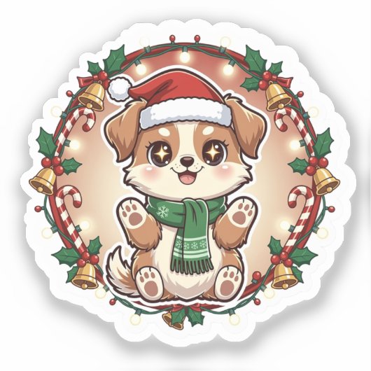 Furry Holiday Cheer Custom-Cut Vinyl Sticker (Vorderseite)