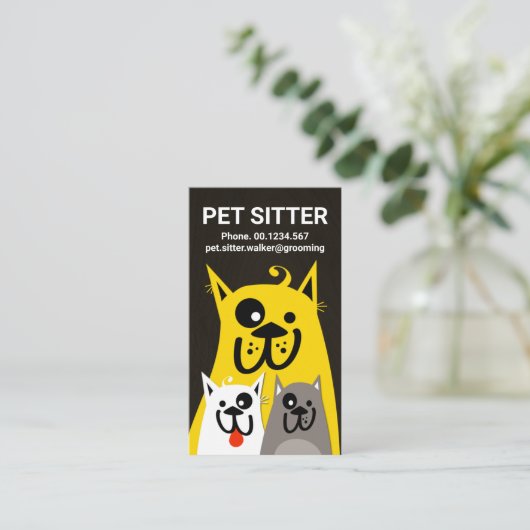 Furry Hund Mutter Kinder Sitzgelegenheit Visitenkarte (Stehend Vorderseite)