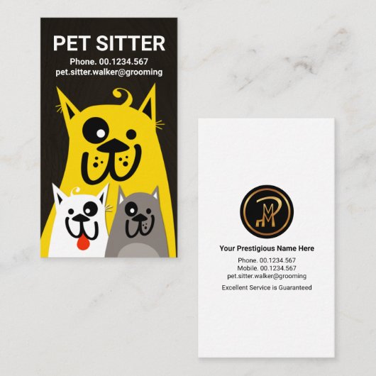 Furry Hund Mutter Kinder Sitzgelegenheit Visitenkarte (Vorne/Hinten)