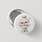 Furry Joy: Angel Wing Maltese Dog Welppy Gift Button (Vorne & Hinten)