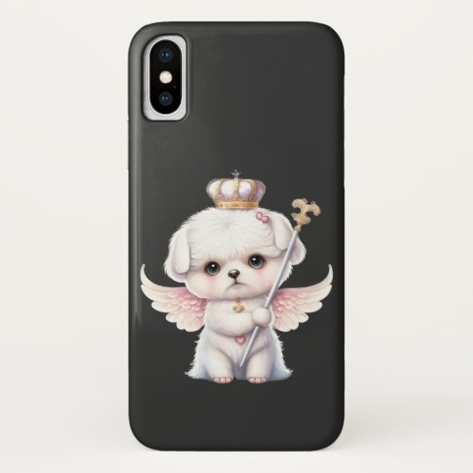 Furry Joy: Angel Wing Maltese Dog Welppy Gift Case-Mate iPhone Hülle (Rückseite)