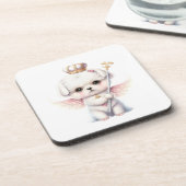 Furry Joy: Angel Wing Maltese Dog Welppy Gift Getränkeuntersetzer (Linke Seite)