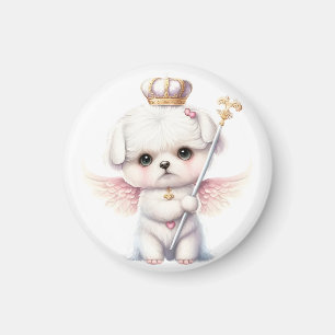Furry Joy: Angel Wing Maltese Dog Welppy Gift Magnet