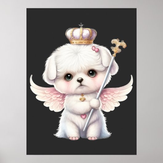 Furry Joy: Angel Wing Maltese Dog Welppy Gift Poster (Vorne)