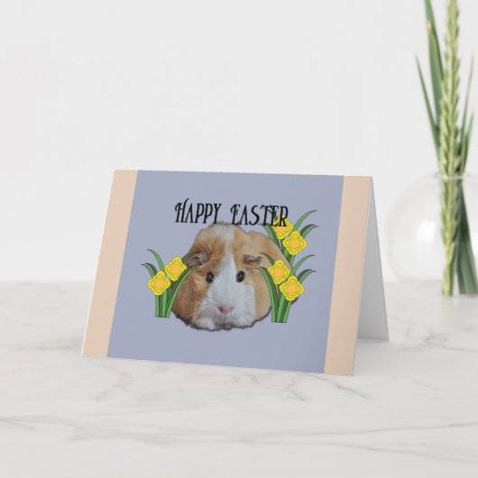 Furry Little Guinea Pig Tan Happy Oaster Daffodil Karte (Vorderseite)