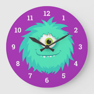 Furry Little Monster Große Wanduhr