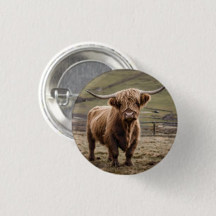 **"Furry Majestät: The Wooly Brown Highland Cow"** Button