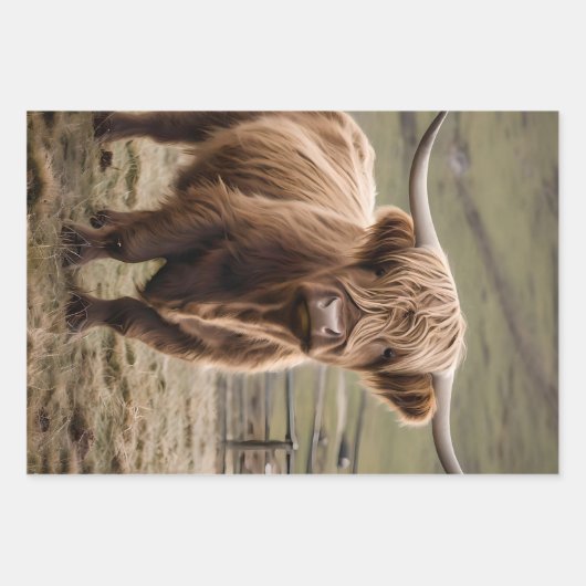 **"Furry Majestät: The Wooly Brown Highland Cow"** Geschenkpapier Set (Vorderseite 2)