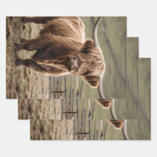 **"Furry Majestät: The Wooly Brown Highland Cow"** Geschenkpapier Set