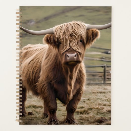**"Furry Majestät: The Wooly Brown Highland Cow"** Planer (Vorderseite)