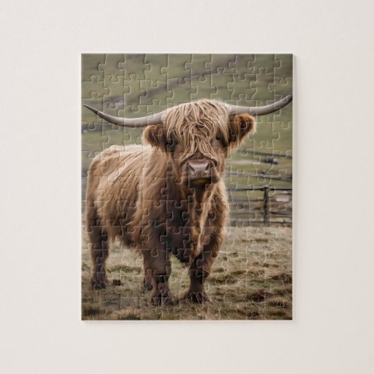 **"Furry Majestät: The Wooly Brown Highland Cow"** Puzzle (Vertikal)