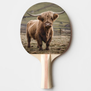 **"Furry Majestät: The Wooly Brown Highland Cow"** Tischtennis Schläger