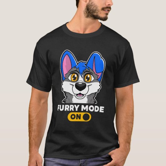 Furry Mode on Furries Fandom Wolf Fursona T-Shirt (Vorderseite)