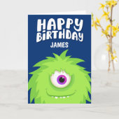 Furry Monster Blue Birthday Karte (Gelbe Blume)