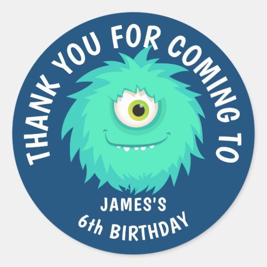 Furry Monster Niedlich Blue Runder Aufkleber (Vorderseite)