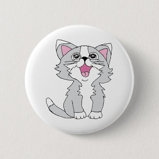 Furry Niedlich Cat Ästhetische Happy Cat Clipart Z Button (Vorderseite)