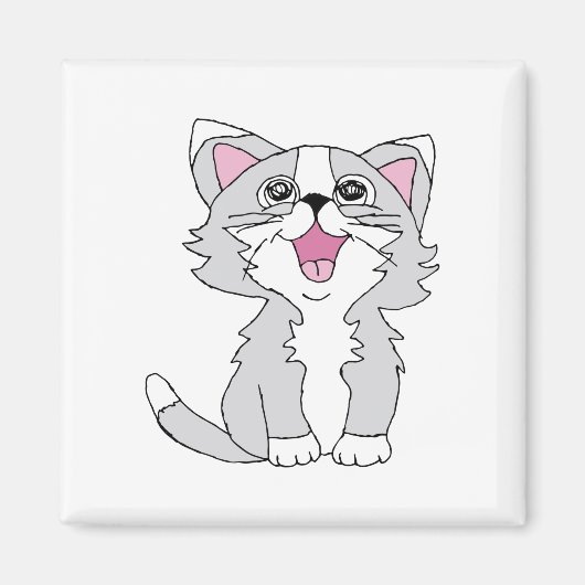 Furry Niedlich Cat Ästhetische Happy Cat Clipart Z Magnet (Vorne)