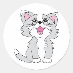 Furry Niedlich Cat Ästhetische Happy Cat Clipart Z Runder Aufkleber