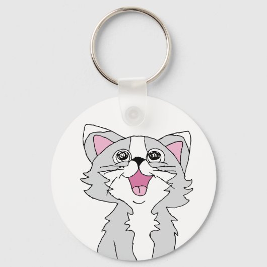 Furry Niedlich Cat Ästhetische Happy Cat Clipart Z Schlüsselanhänger (Vorderseite)