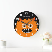 Furry Orange Monster Kids Personalisiert Albern Große Wanduhr (Zuhause)