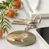 Furry Orange und Weiße Katze Schlüsselanhänger (Seite)