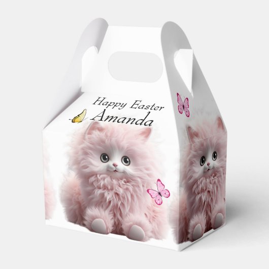 Furry Pink Kitten & Butterfliegen Oster Geschenkschachtel (Vorderseite)