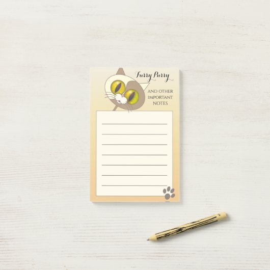 Furry Purry Niedlich Cat Notes Post-it Klebezettel (Auf Schreibtisch)