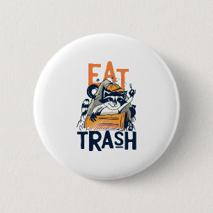 Furry Raccoon mit Trash Text essen Button