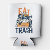 Furry Raccoon mit Trash Text essen Dosenkühler (Vorderseite)