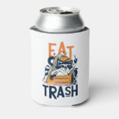 Furry Raccoon mit Trash Text essen Dosenkühler (Kanne Rückseite)