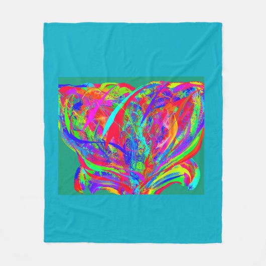 Furry Rainbow Colored Flower Fleecedecke (Vorderseite)