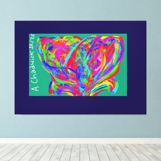 Furry Rainbow Colored Flower Leinwanddruck (Insitu (Holzboden))