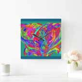 Furry Rainbow Colored Flower Quadratische Wanduhr (Zuhause)