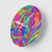 Furry Rainbow Colored Flower Runde Wanduhr (Winkel)
