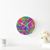 Furry Rainbow Colored Flower Runde Wanduhr (Zuhause)