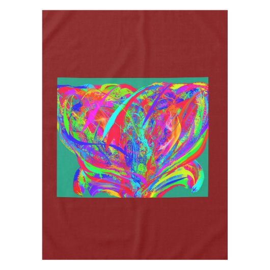 Furry Rainbow Colored Flower Tischdecke (Vorderseite)