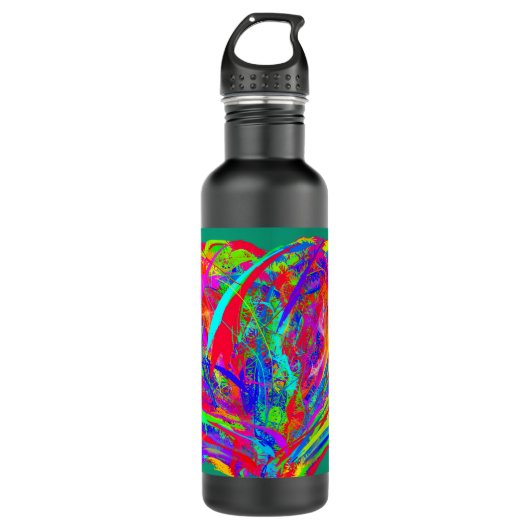 Furry Rainbow Colored Flower Water Bottle Edelstahlflasche (Vorderseite)