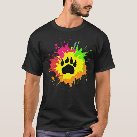 Furry Shirt Rainbow Bear Fursona Wolf Paw Print Gi (Vorderseite)