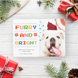 Furry und Bright | Weihnachtsferien Hund Foto Feiertagskarte
