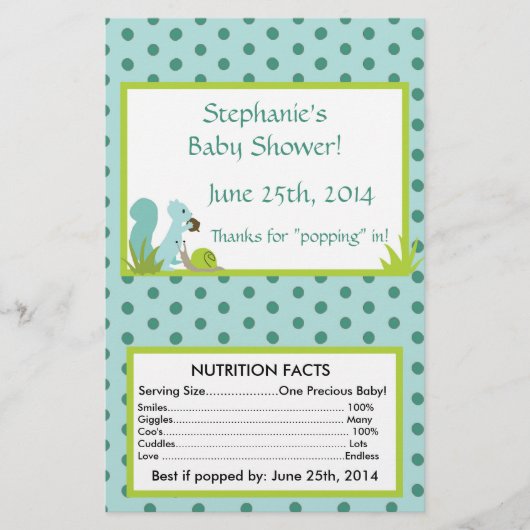 Furry Woodland Blue Microwave Popcorn Wrapper Flyer (Vorne)